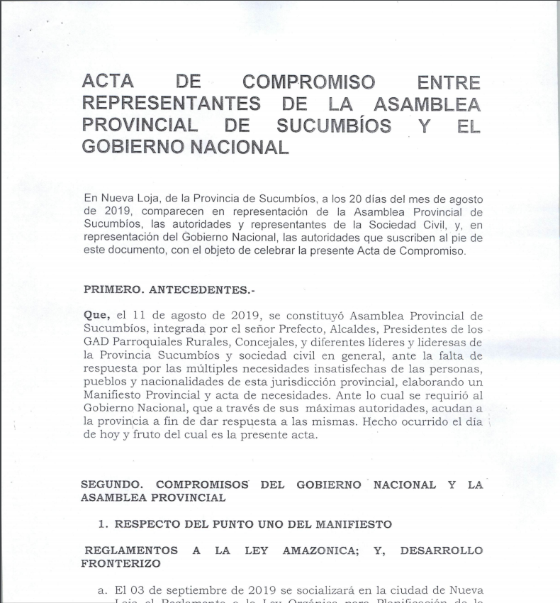 Acta Paro Sucumbíos (20-Ago-2019)